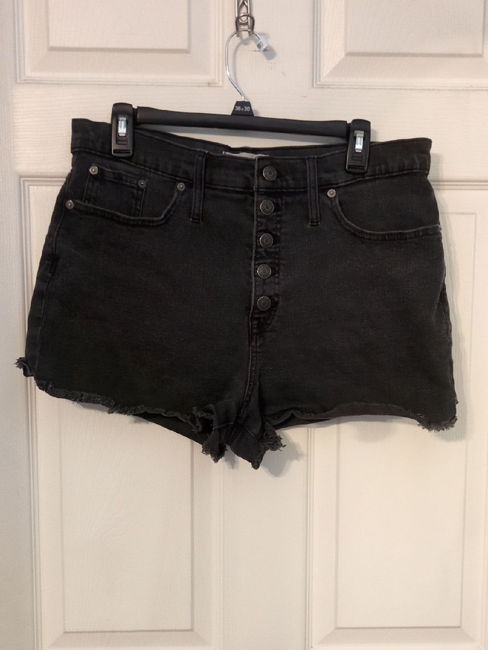 Madewell Black High-Rise Button-Fly Denim Shorts